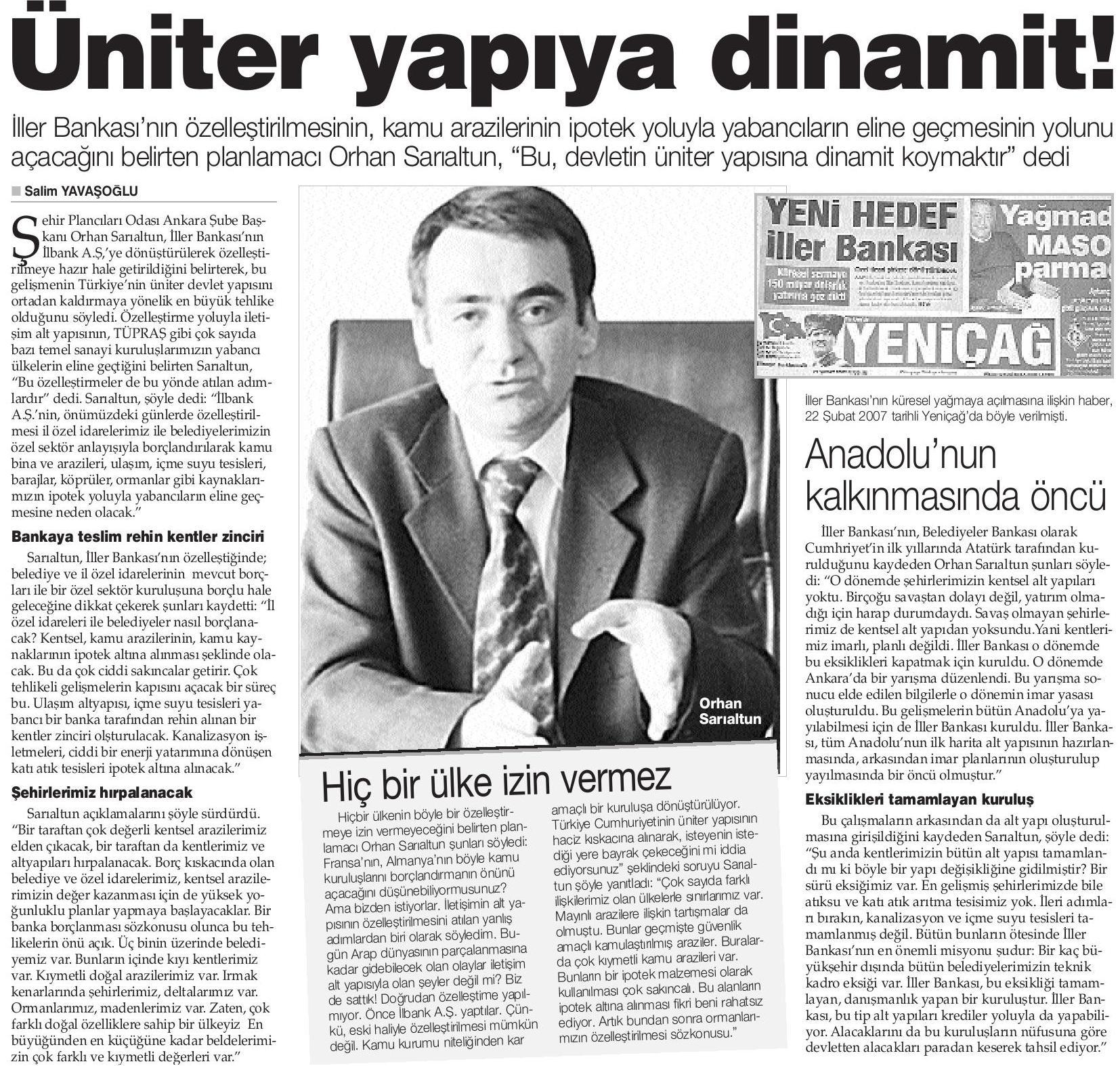 ÜNİTER YAPIYA `İLBANK` BOMBASI