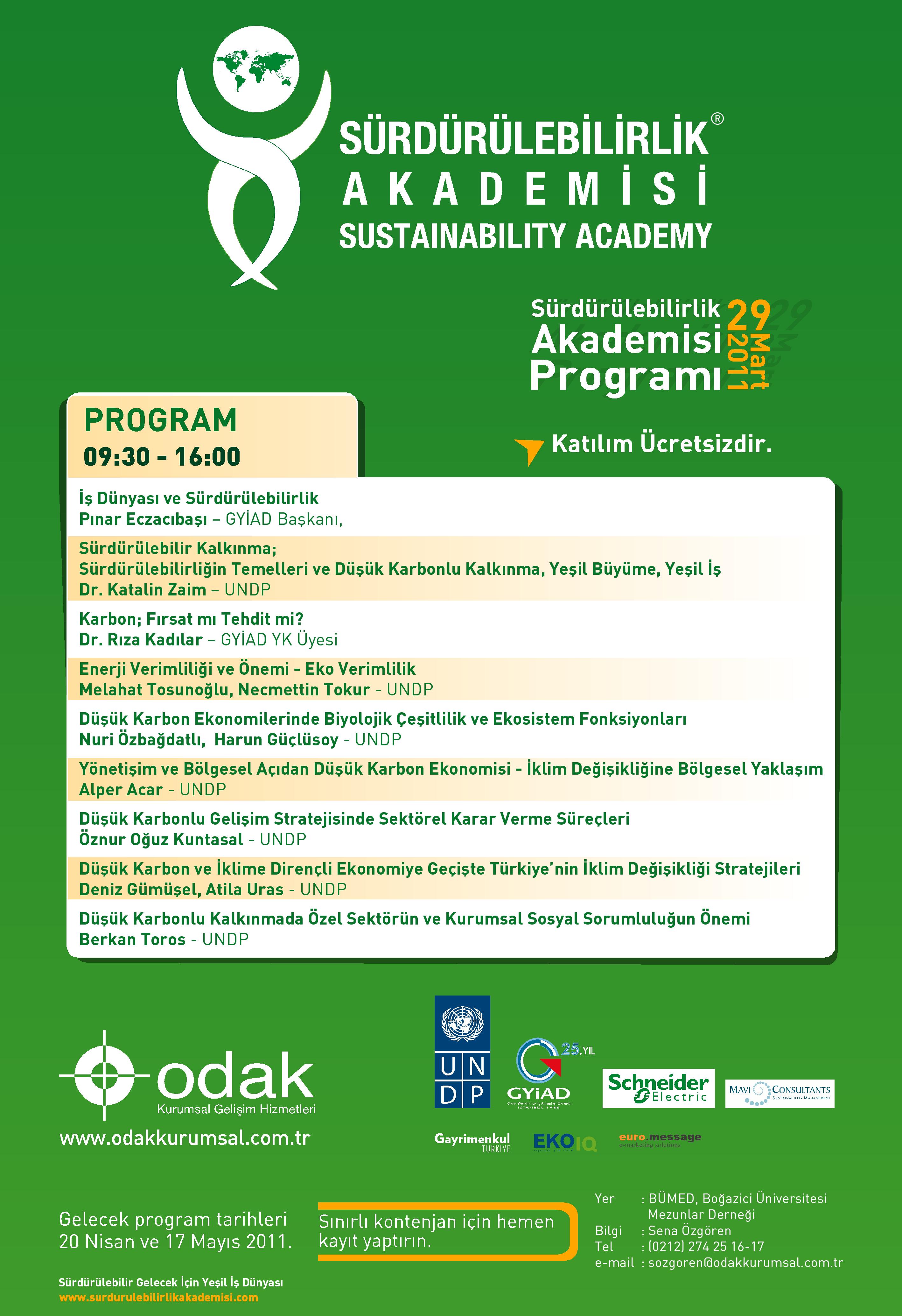 SÜRDÜRÜLEBİLİRLİK AKADEMİSİ UNDP PROGRAMI İLE 29 MART'TA BAŞLIYOR
