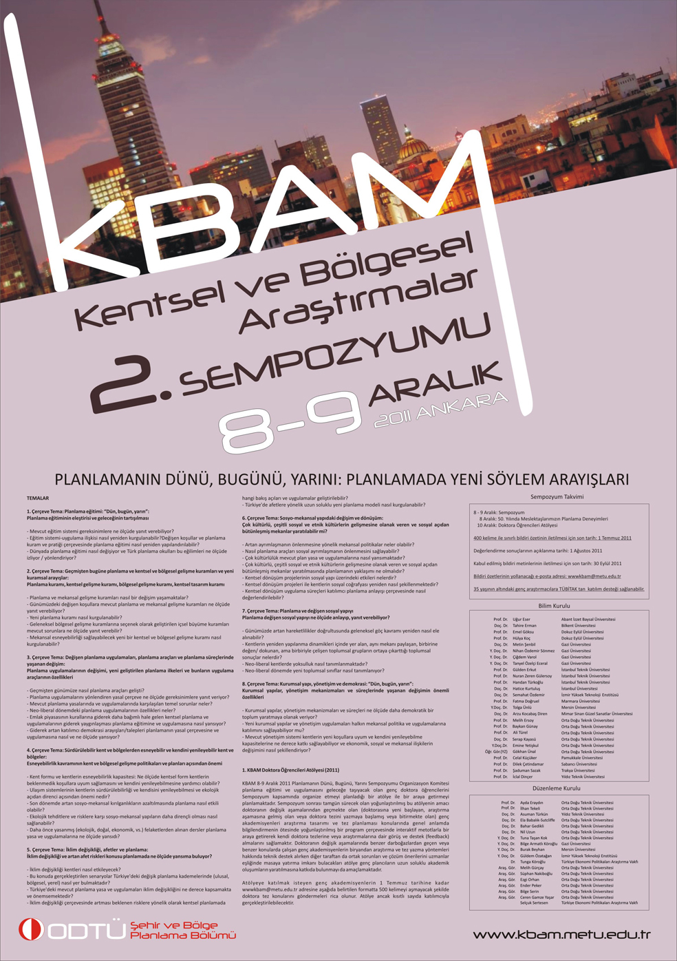 KBAM`DEN "KENTSEL VE BÖLGESEL ARAŞTIRMALAR 2. SEMPOZYUMU"