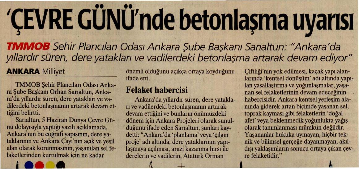 `ÇEVRE GÜNÜ`NDE BETONLAŞMA UYARISI
