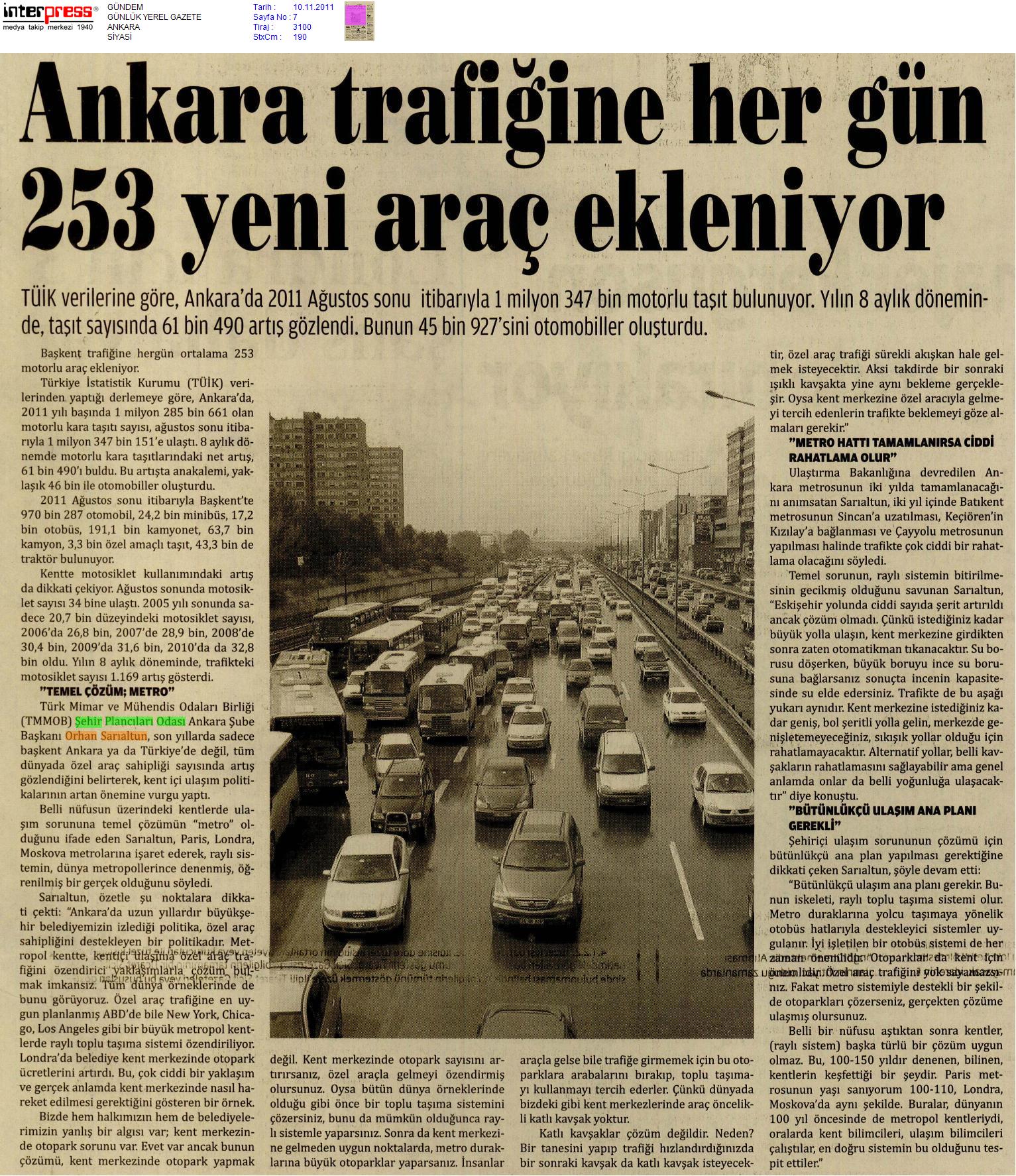 ANKARA TRAFİĞİNE HER GÜN 253 YENİ ARAÇ EKLENİYOR

  
