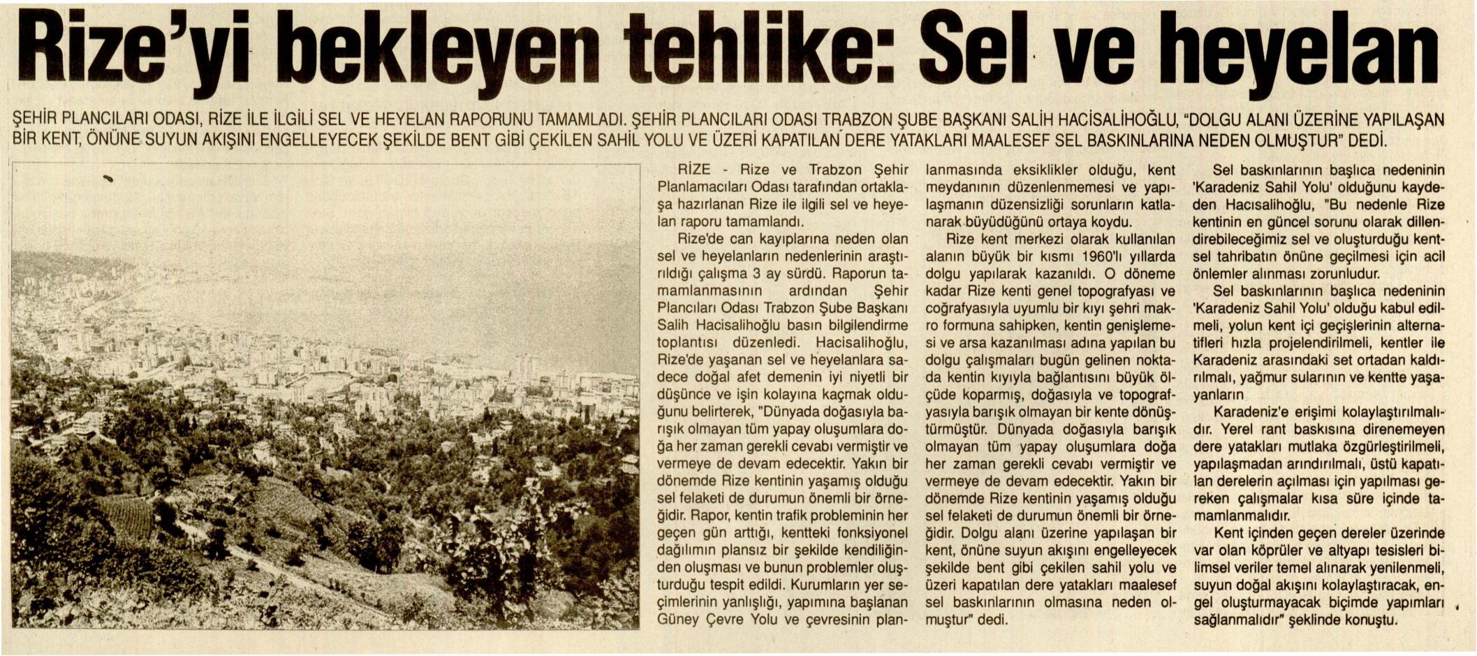 RİZE`Yİ BEKLEYEN TEHLİKE: SEL VE HEYELAN