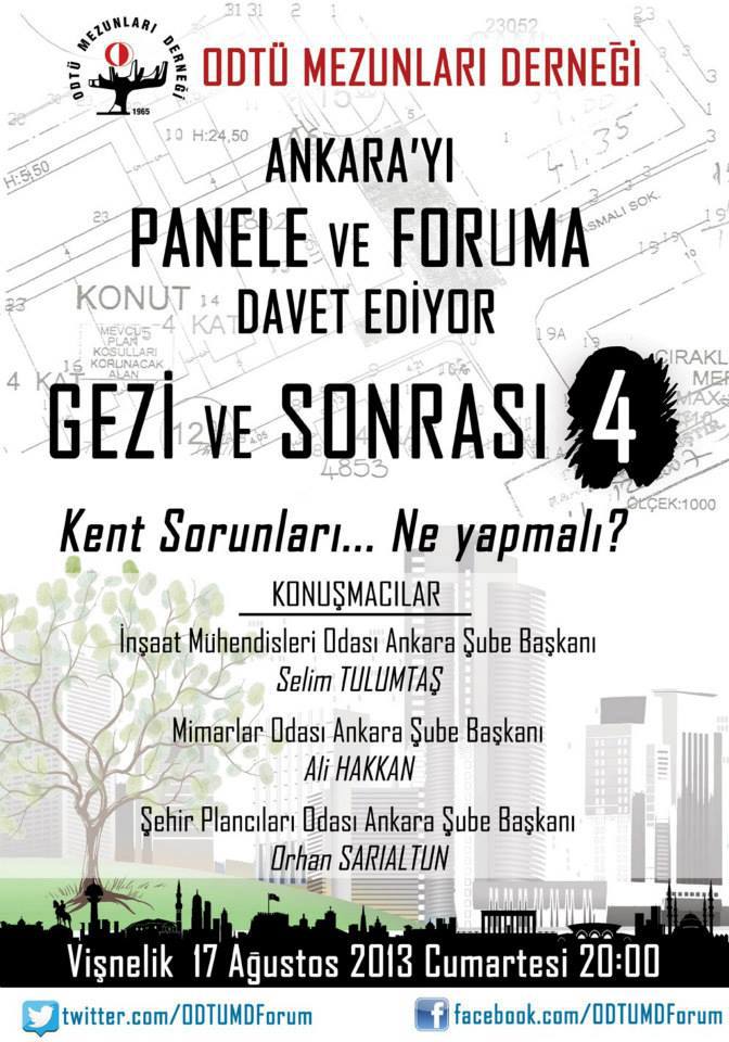 "GEZİ VE SONRASI KENT SORUNLARI...NE YAPMALI?" BAŞLIKLI PANEL 17 AĞUSTOS`TA ANKARA`DA
