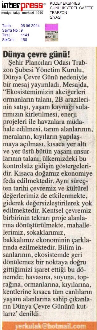 DÜNYA ÇEVRE GÜNÜ!