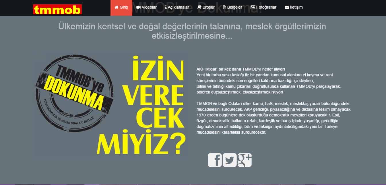 TORBA YASAYA KARŞI YÜRÜTTÜĞÜMÜZ KAMPANYANIN DAHA GENİŞ KİTLELERE ULAŞMASI İÇİN TMMOB VE ODALAR İŞBİRLİĞİYLE WEB SAYFASI OLUŞTURULMUŞTUR.