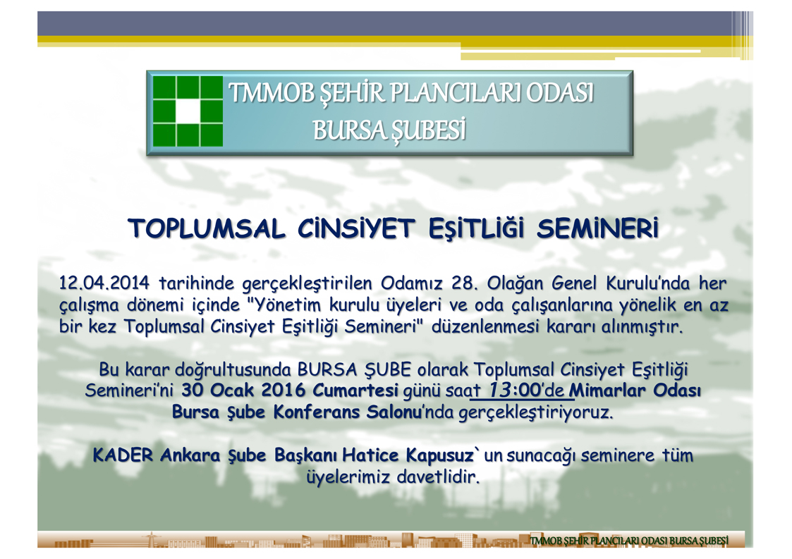 TOPLUMSAL CİNSİYET EŞİTLİĞİ SEMİNERİ
