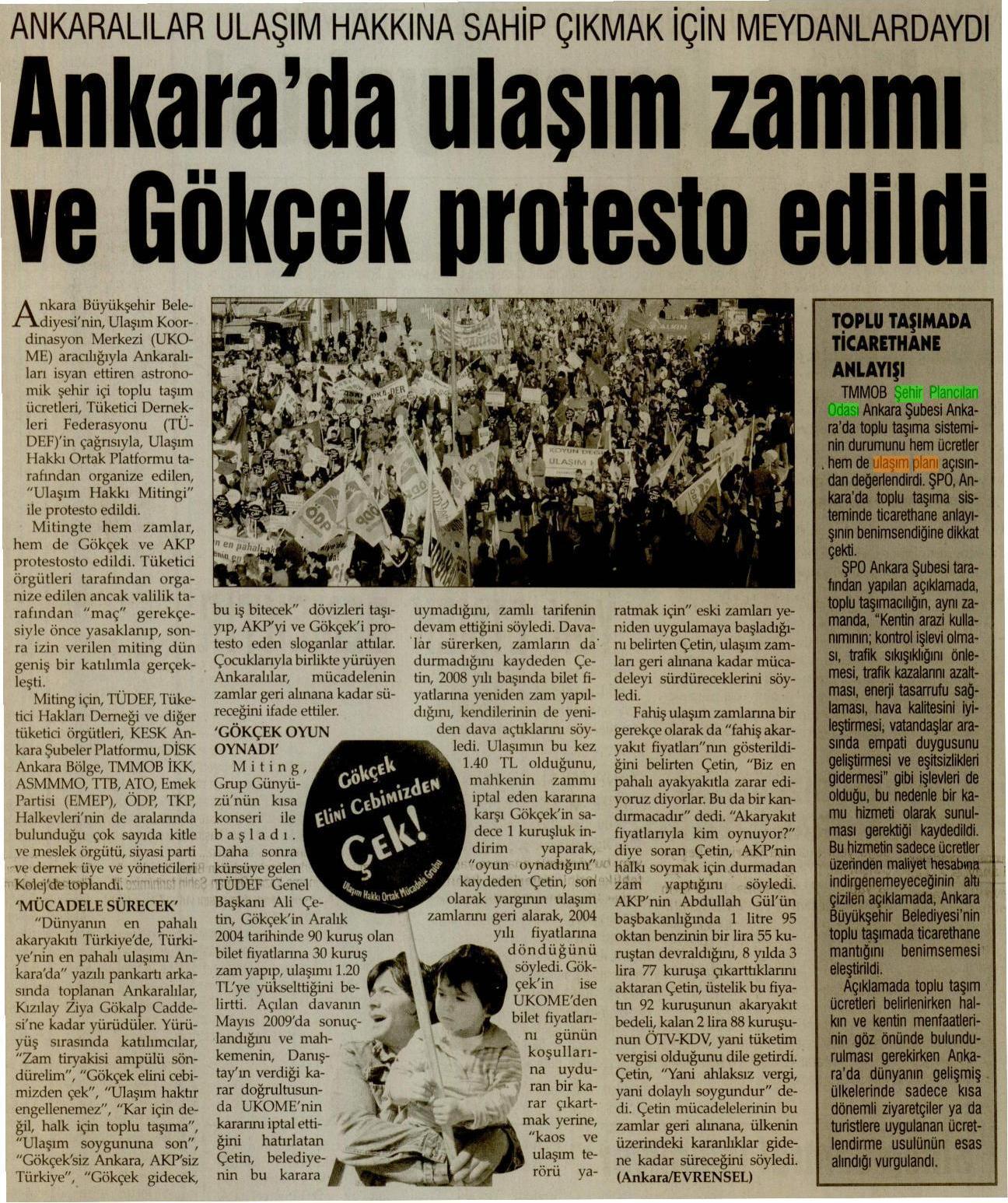 TOPLU TAŞIMA HAKKINDA 26.03.2010 TARİHLİ BASIN AÇIKLAMAMIZ 