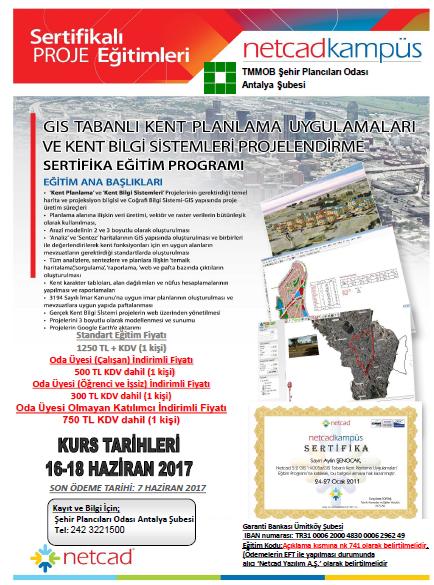 16-18 HAZİRAN 2017 NETCADKAMPÜS SERTİFİKA EĞİTİM PROGRAMINA KAYIT İÇİN 7 HAZİRAN SON GÜN.