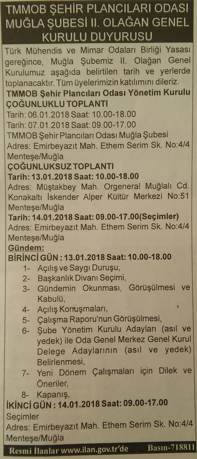 ŞUBEMİZ 2.OLAĞAN GENEL KURUL ÇAĞRISI GAZETEDE YAYINLANMIŞTIR.