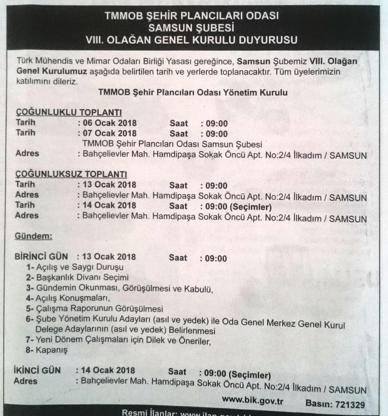 ŞUBEMİZ VIII. OLAĞAN GENEL KURUL İLANI GAZETEDE YAYINLANMIŞTIR.