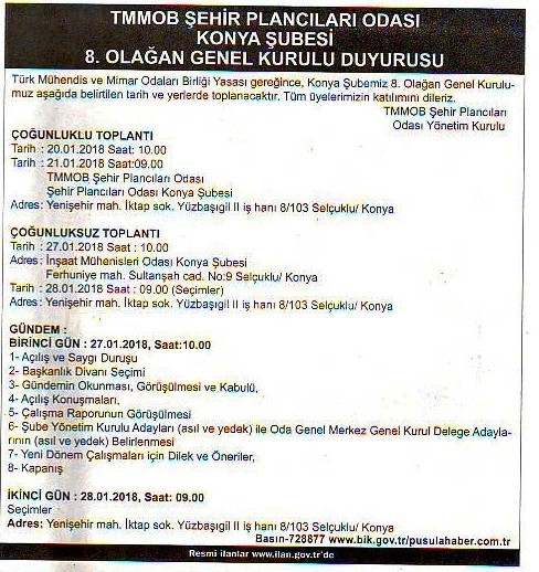 ŞUBEMİZ 8. OLAĞAN GENEL KURULU DELEGE LİSTESİ ASKI TARİHLERİ BELİRLENDİ