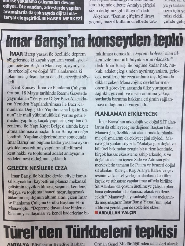 ``İMAR BARIŞI`NA KONSEYDEN TEPKİ``