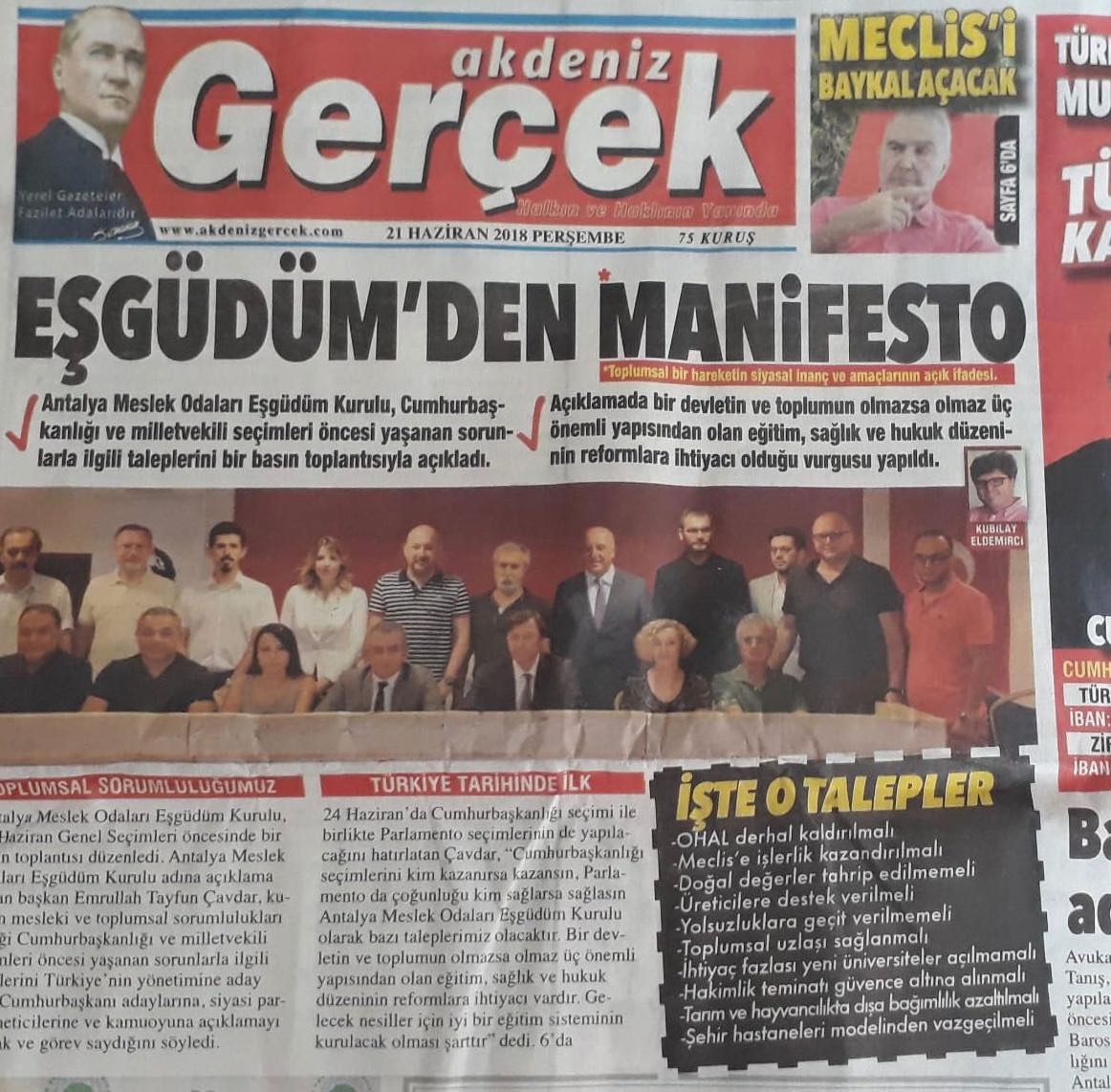 20.06.2018 TARİHİNDE EŞGÜDÜM KURULU İLE YAPILAN BASIN AÇIKLAMASINA YÖNETİM KURULU ÜYEMİZ MEHMET ALİ CAN DAL KATILMIŞTIR.