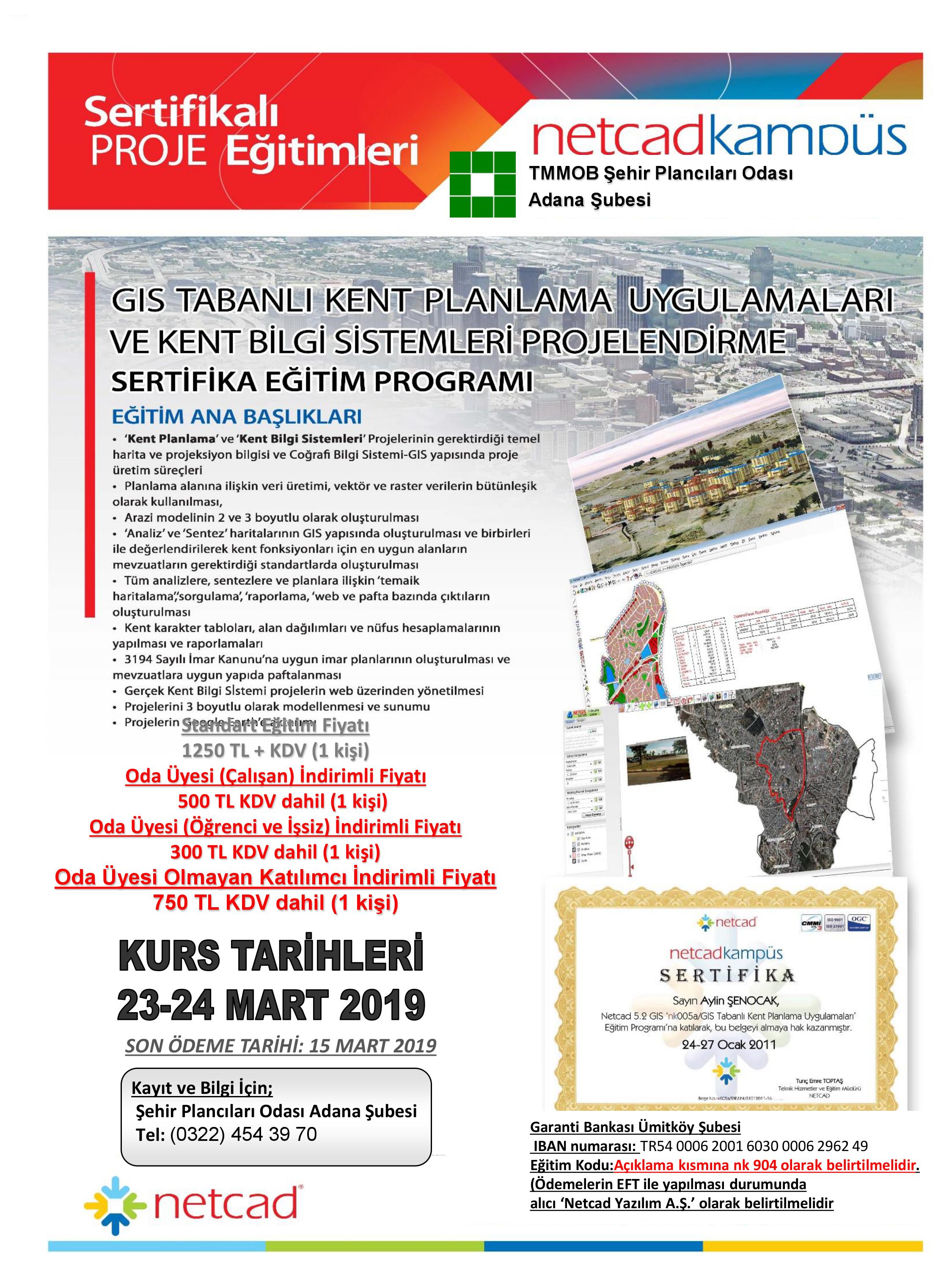 23-24 MART 2019 NETCADKAMPÜS SERTİFİKA EĞİTİM PROGRAMI DUYURUSU