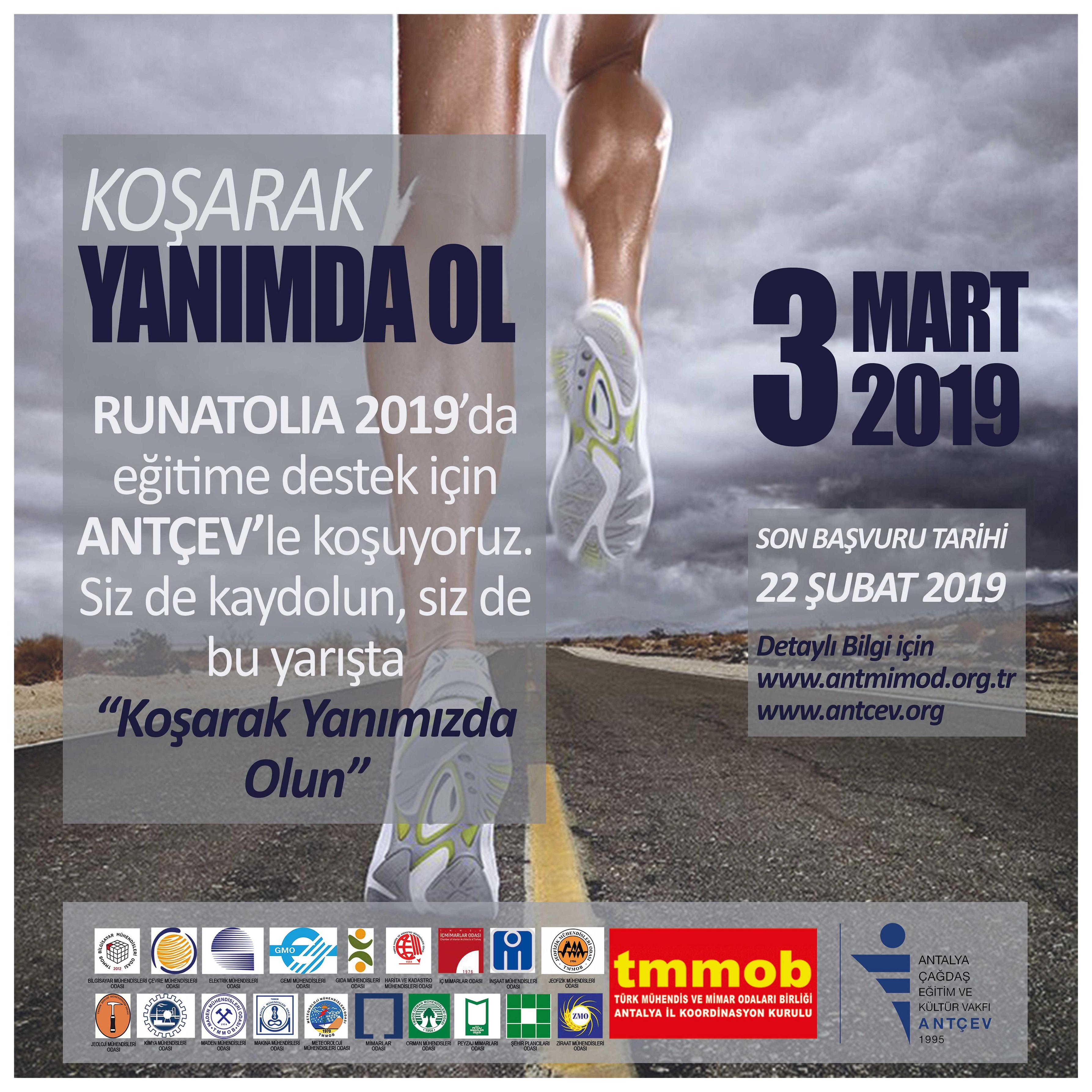 RUNATOLIA 2019`DA EĞİTİME DESTEK İÇİN ANTÇEV`LE KOŞUYORUZ.