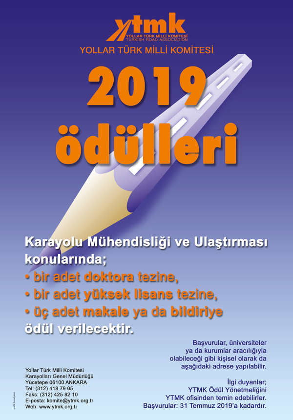 YOLLAR TÜRK MİLLİ KOMİTESİ TEZ/MAKALE ÖDÜL YARIŞMASI 