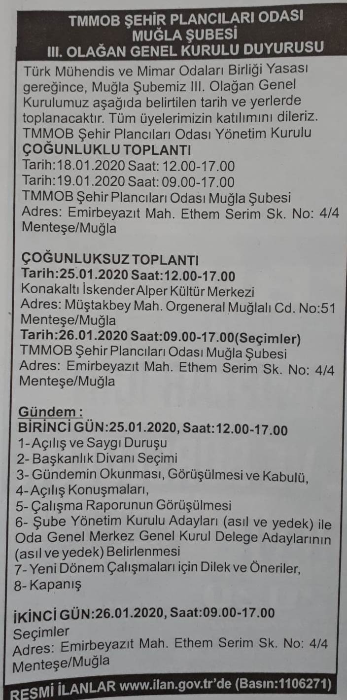 ŞUBEMİZ 3.OLAĞAN GENEL KURUL ÇAĞRISI GAZETEDE YAYINLANMIŞTIR.