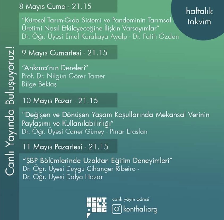 KARANTİNA ETKİNLİKLERİ HAFTALIK CANLI YAYIN TAKVİMİ
