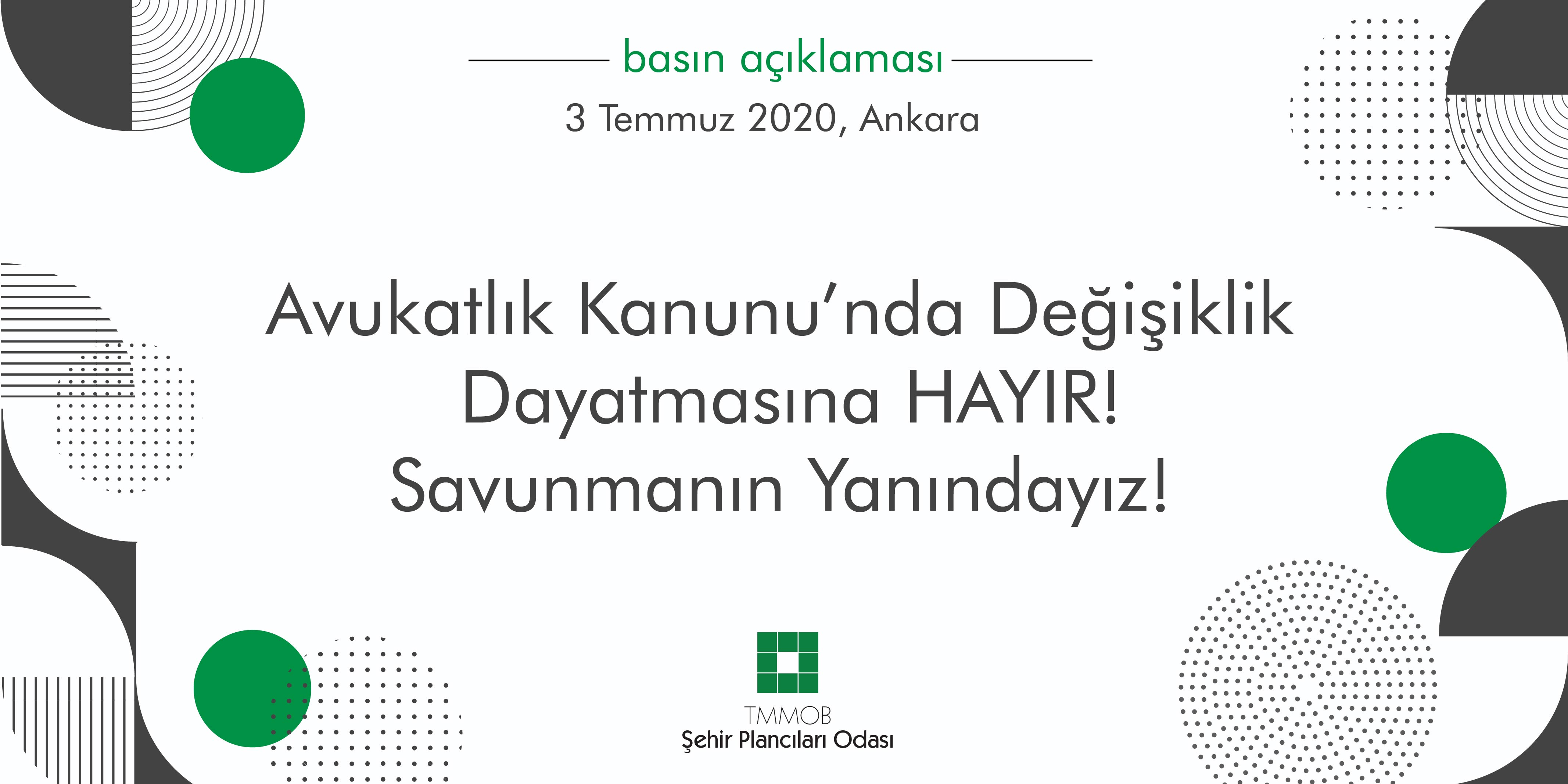 AVUKATLIK KANUNU'NDA DEĞİŞİKLİK DAYATMASINA HAYIR!
SAVUNMANIN YANINDAYIZ! 
