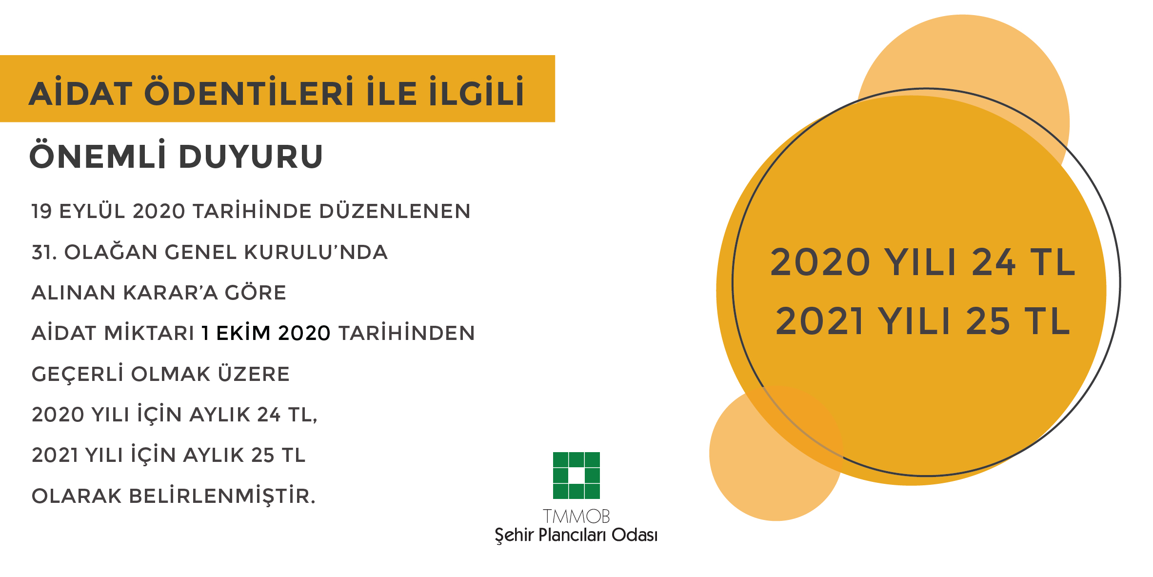 AİDAT MİKTARI HAKKINDA BİLGİLENDİRME