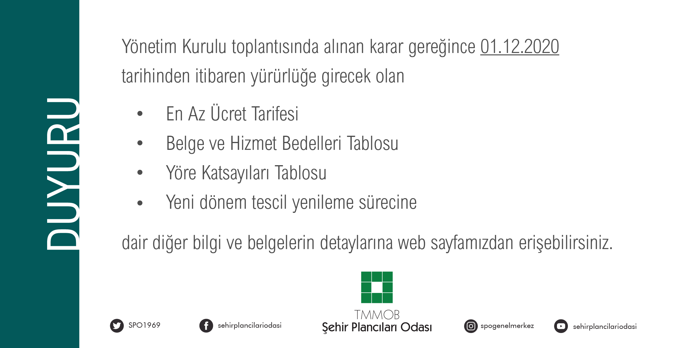 2021 YILI SERBEST ŞEHİRCİLİK BÜROLARI TESCİL YENİLEME İŞLEMLERİ HK.