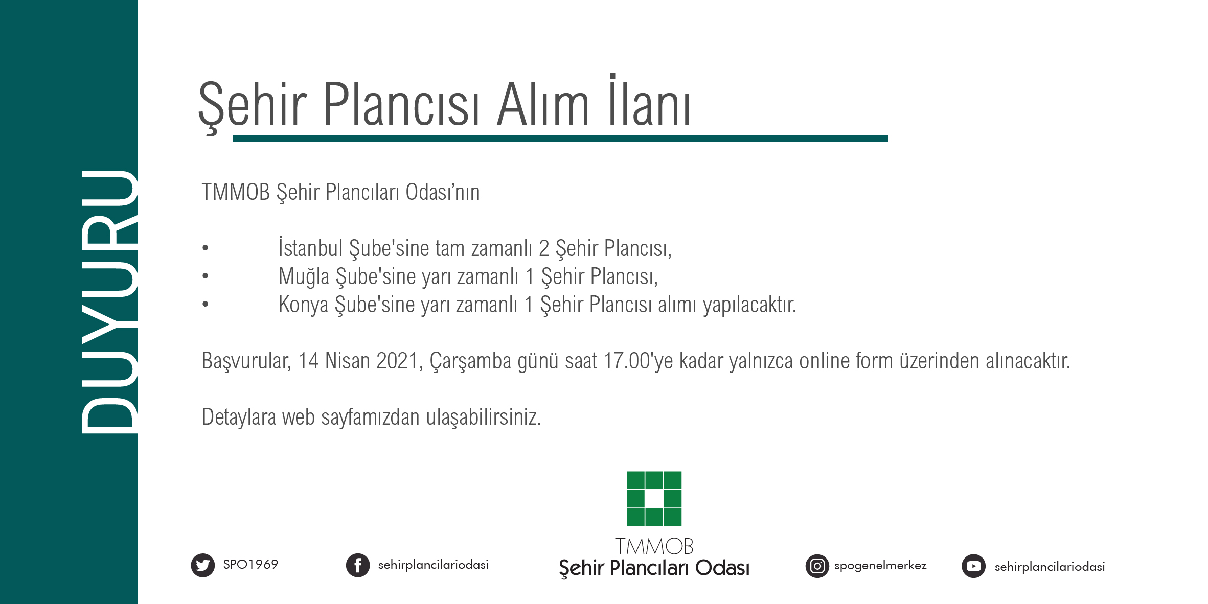 ŞEHİR PLANCISI ALIM İLANI