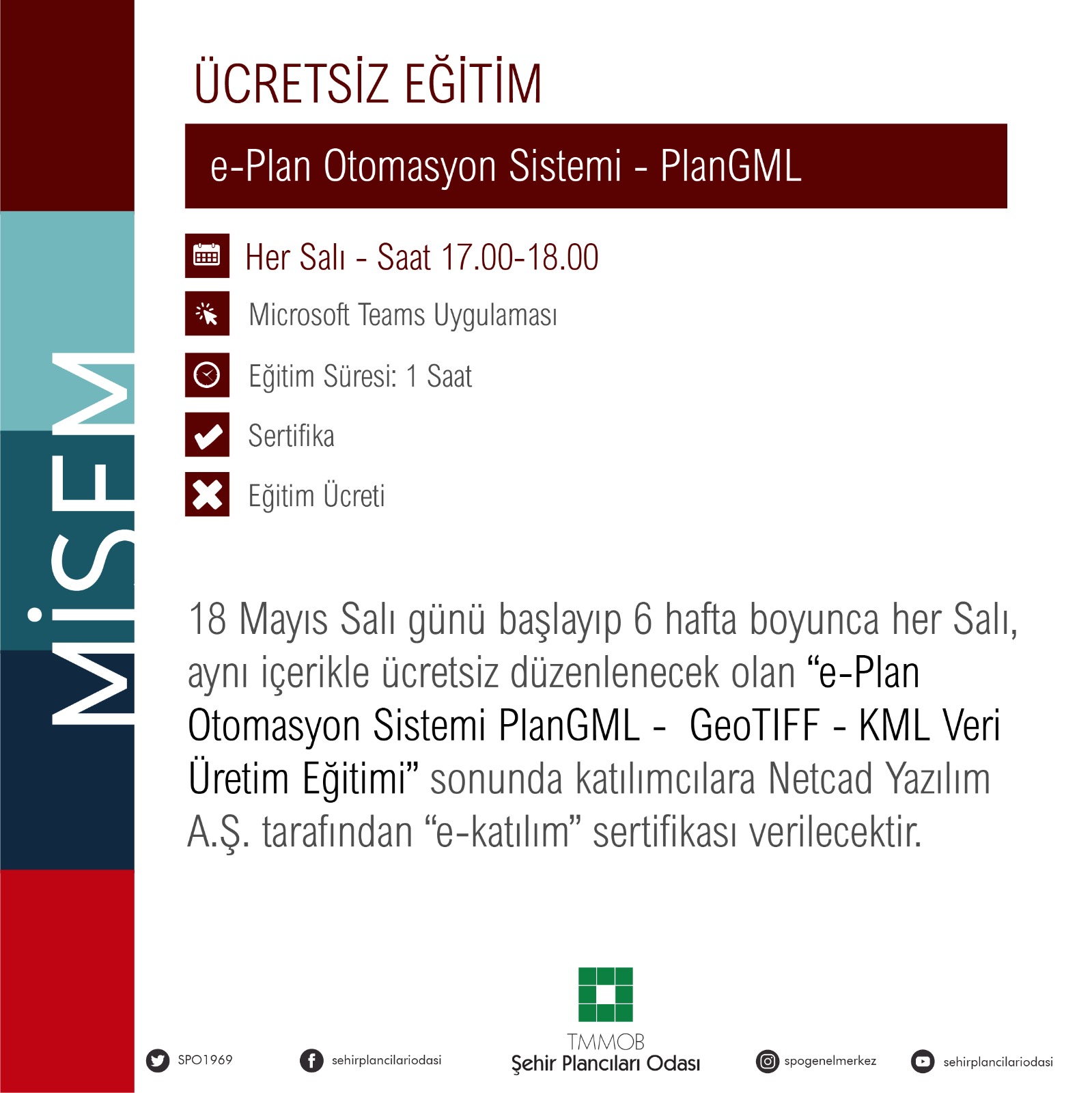ÜCRETSİZ, SERTİFİKALI PLANGML EĞİTİMLERİNİN İLKİ 18 MAYIS SALI GÜNÜ DÜZENLENECEKTİR