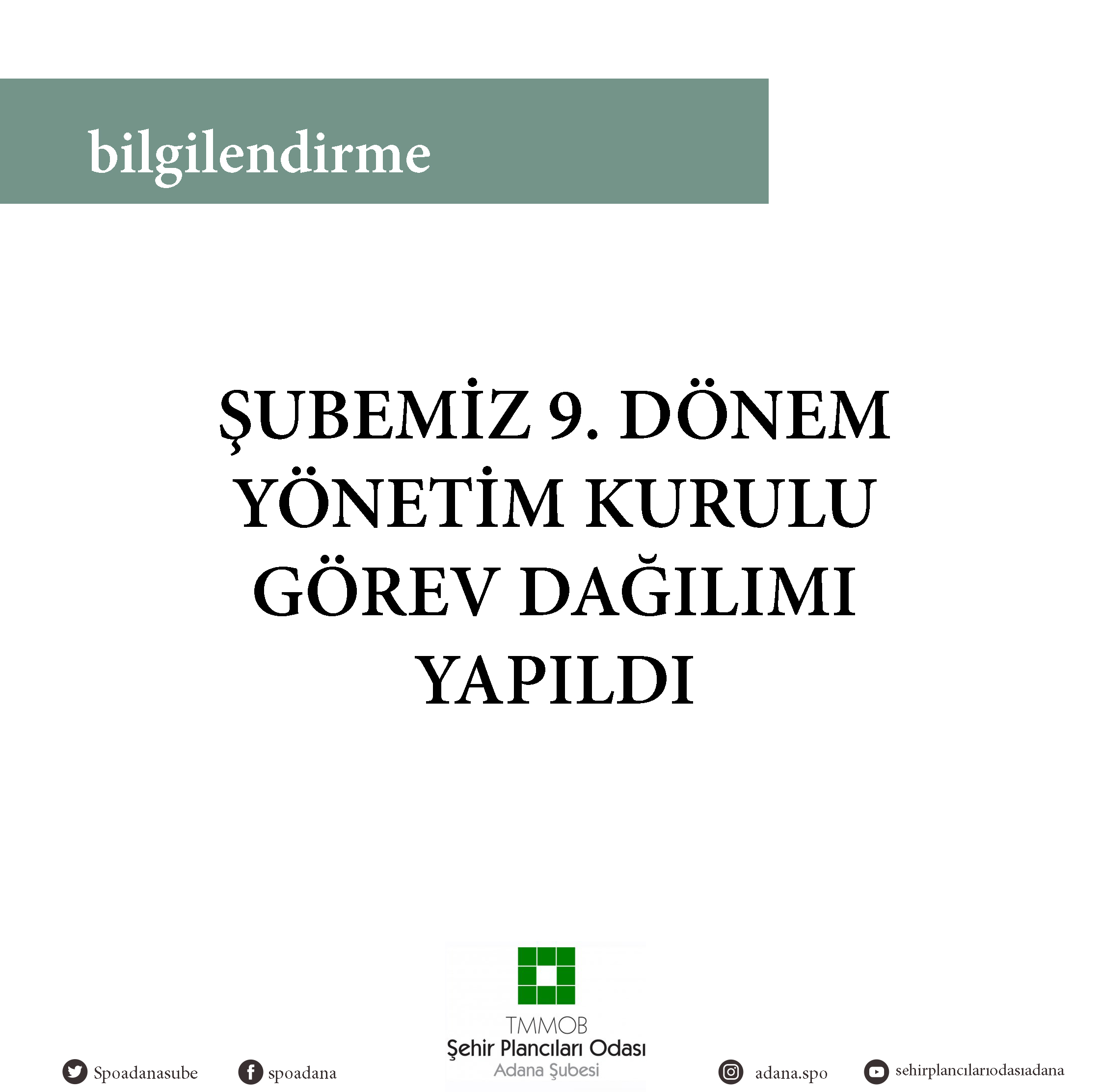 ŞUBEMİZ 9. DÖNEM YÖNETİM KURULU GÖREV DAĞILIMI YAPILDI