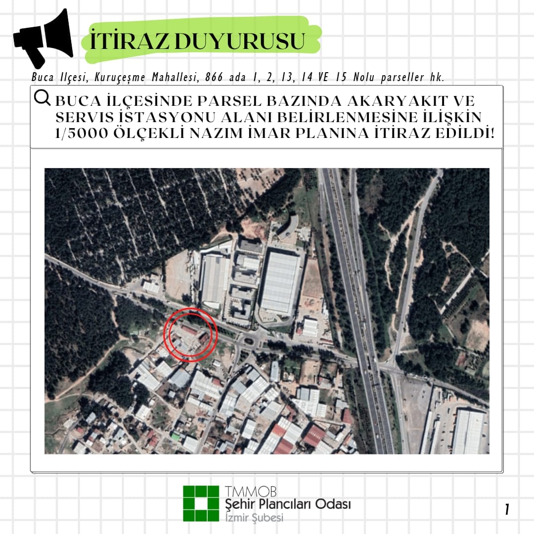 BUCA İLÇESİNDE PARSEL BAZINDA AKARYAKIT VE SERVİS İSTASYONU BELİRLENMESİNE İLİŞKİN 1/5000 ÖLÇEKLİ NAZIM İMAR PLANINA İTİRAZ EDİLDİ!