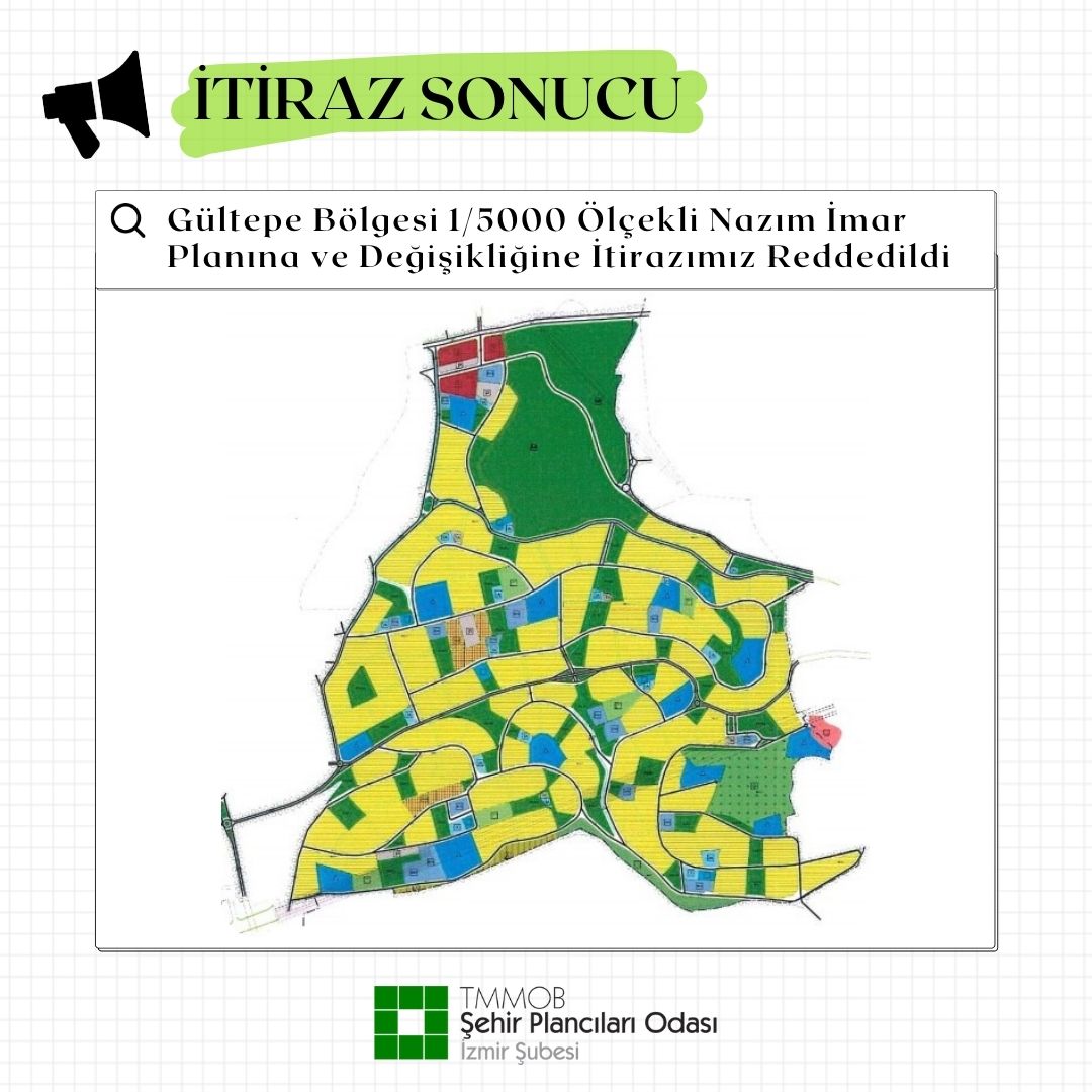 GÜLTEPE BÖLGESİ 1/5000 ÖLÇEKLİ NAZIM İMAR PLANINA VE DEĞİŞİKLİĞİNE İTİRAZIMIZ REDDEDİLDİ