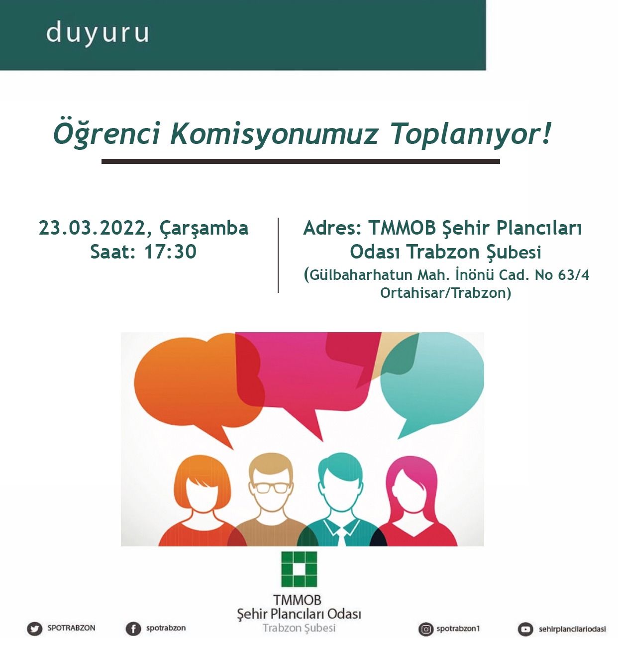 ÖĞRENCİ KOMİSYONUMUZ TOPLANIYOR!