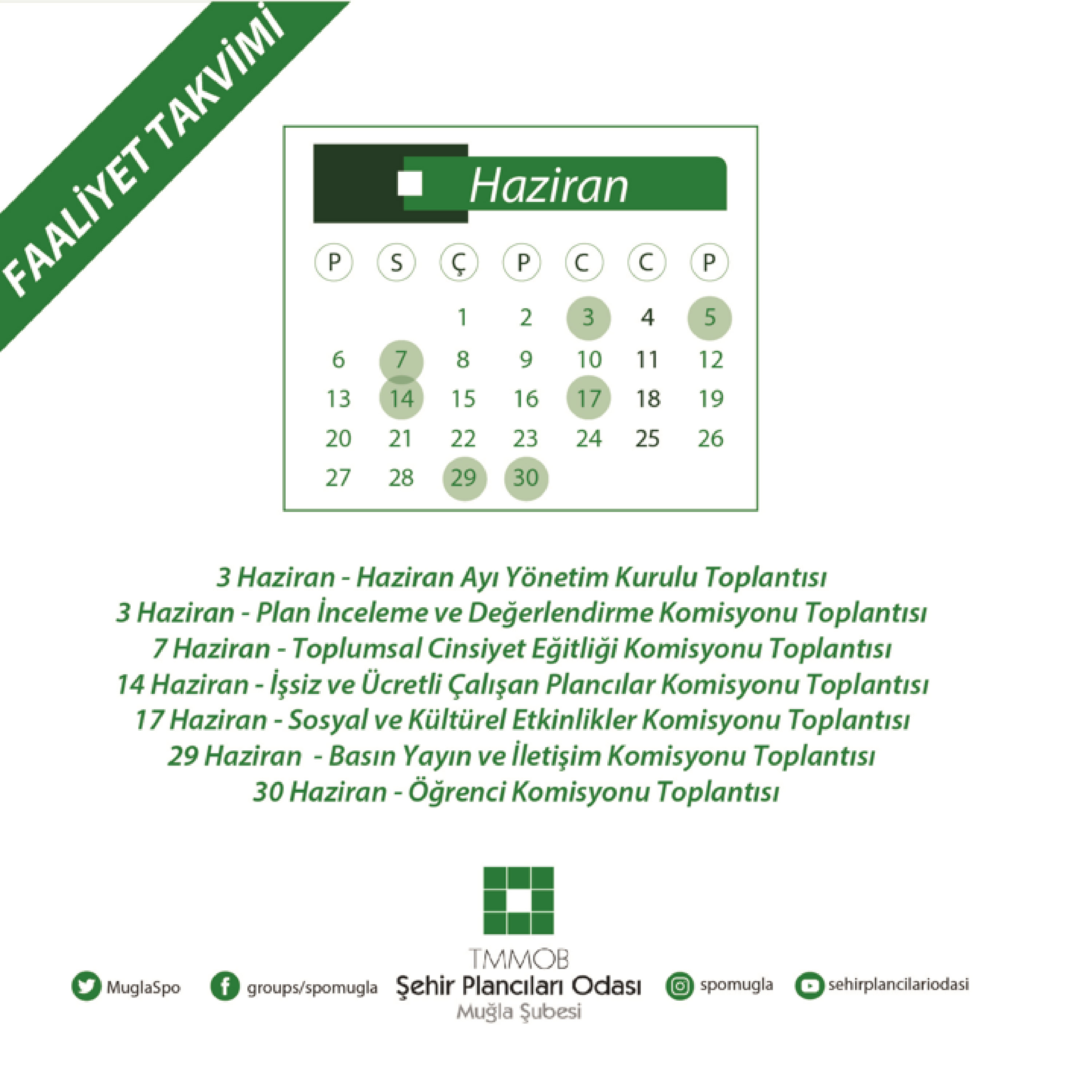 HAZİRAN AYI FAALİYET TAKVİMİ YAYIMLANDI!
