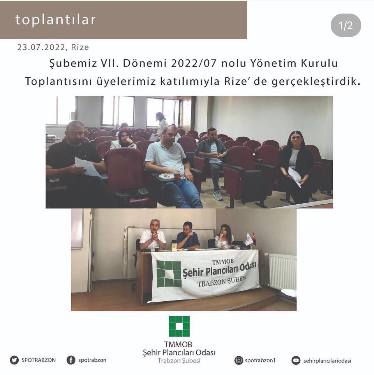 ŞUBEMİZ VII. DÖNEMİ 2022/07 NOLU YÖNETİM KURULU TOPLANTISI RİZE İL TEMSİLCİLİĞİMİZ ORTAKLIĞIYLA TÜM ÜYELERİMİZE AÇIK OLARAK GERÇEKLEŞTİRİLMİŞTİR.