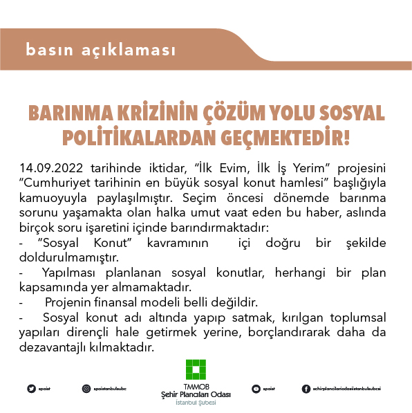 BARINMA KRİZİNİN ÇÖZÜM YOLU SOSYAL POLİTİKALARDAN GEÇMEKTEDİR! 