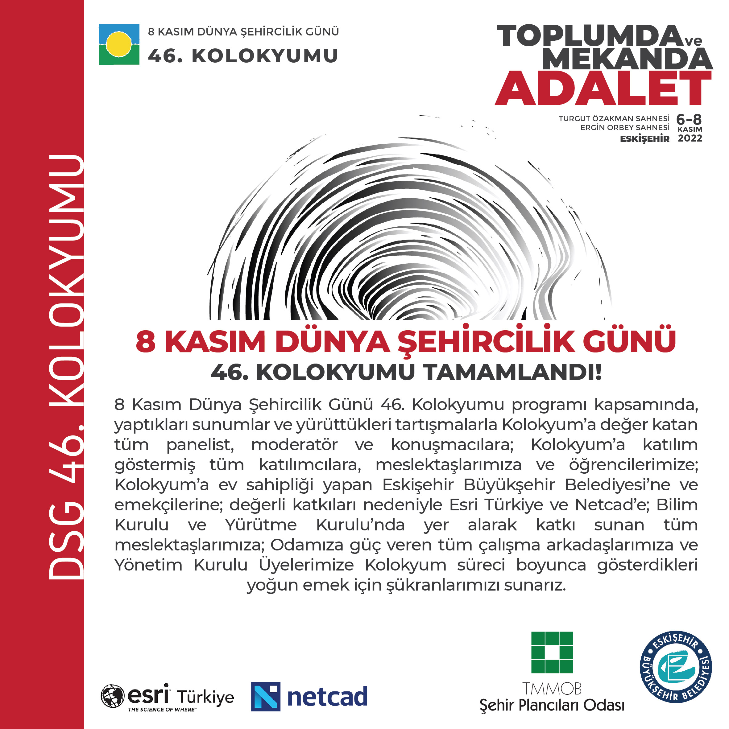 8 KASIM DÜNYA ŞEHİRCİLİK GÜNÜ 46. KOLOKYUMU TAMAMLANDI!