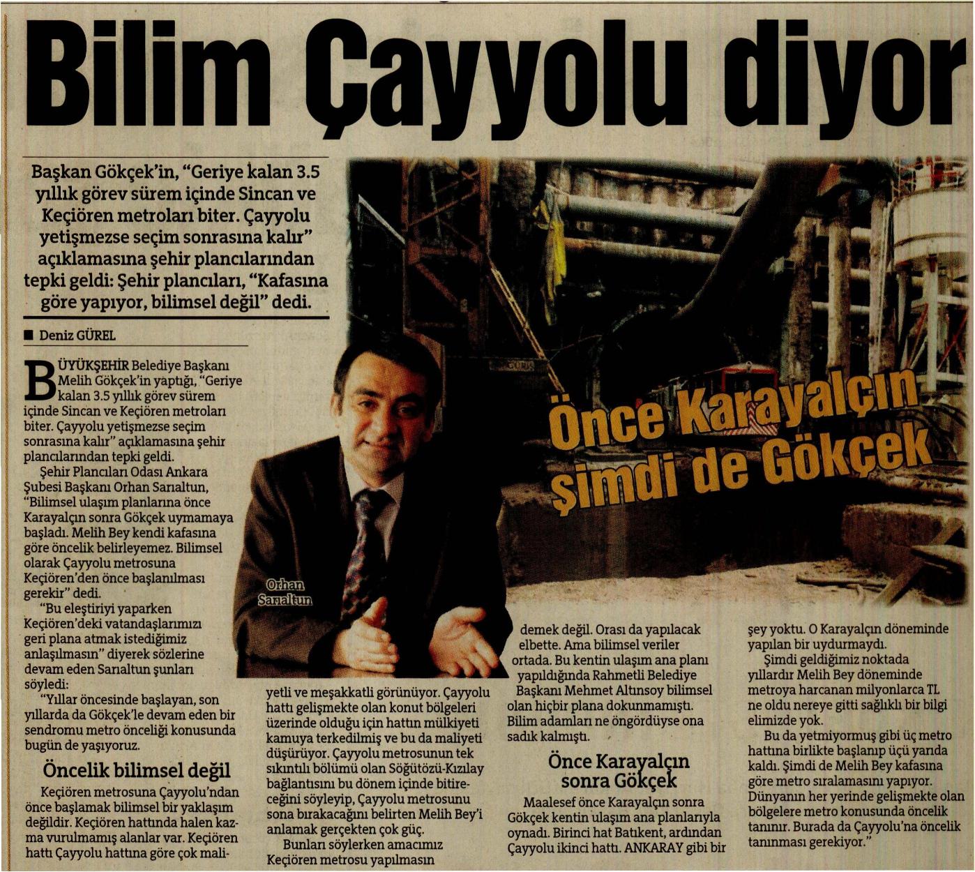 "BİLİM ÇAYYOLU DİYOR"