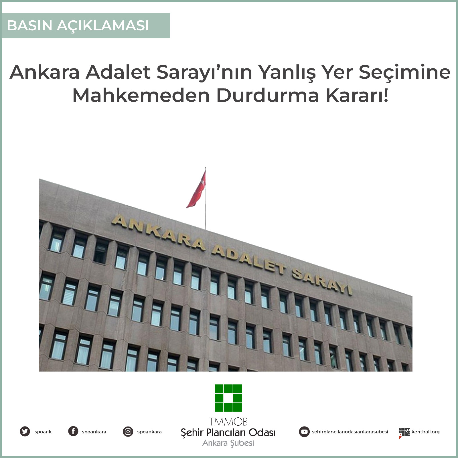 ANKARA ADALET SARAYI'NIN YANLIŞ YER SEÇİMİNE MAHKEMEDEN DURDURMA KARARI!