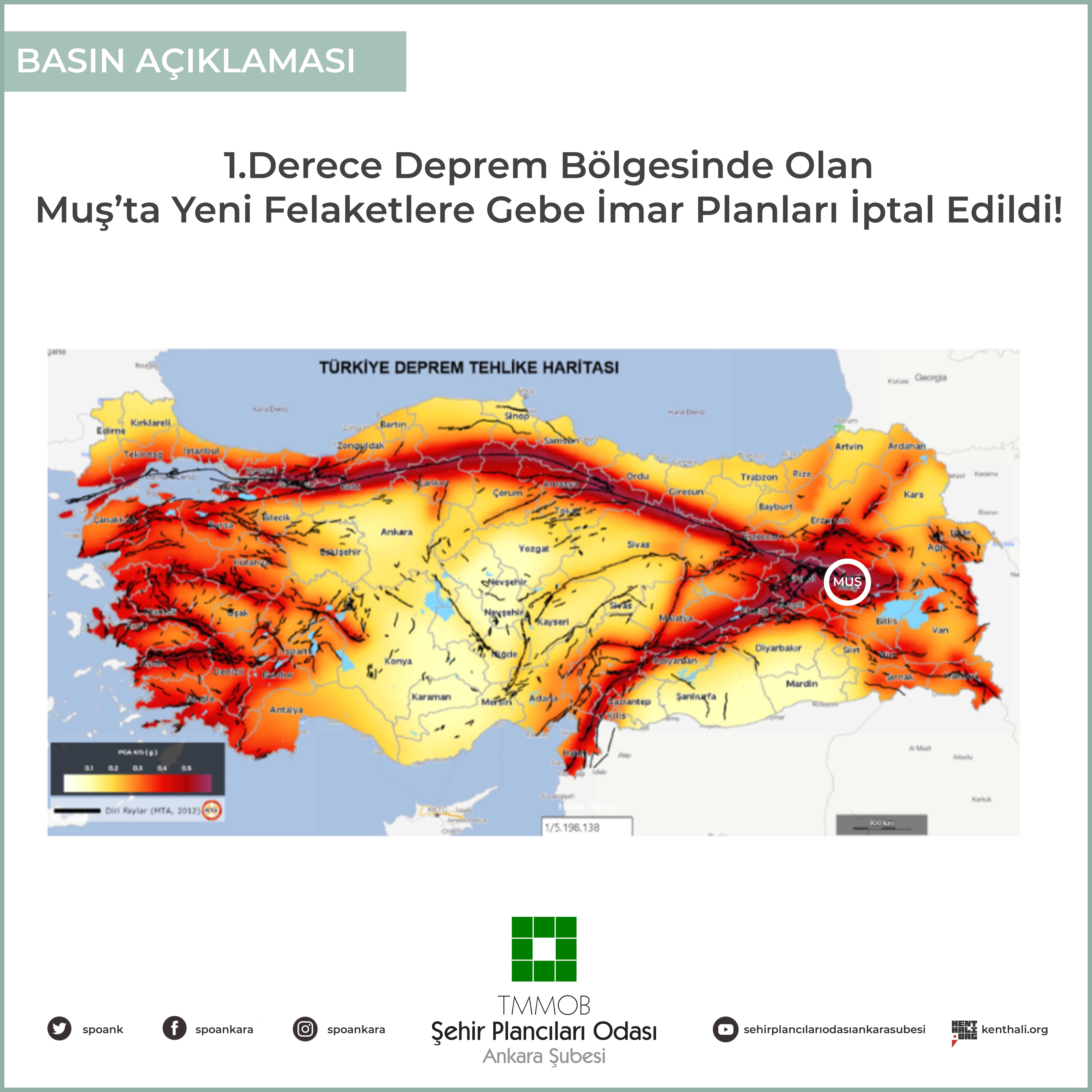 1.DERECE DEPREM BÖLGESİNDE OLAN MUŞ'TA YENİ FELAKETLERE GEBE İMAR PLANLARI İPTAL EDİLDİ! 
