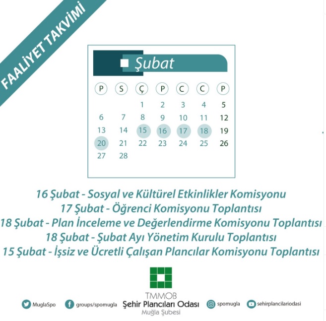 ŞUBAT AYI FAALİYET TAKVİMİ YAYIMLANDI!