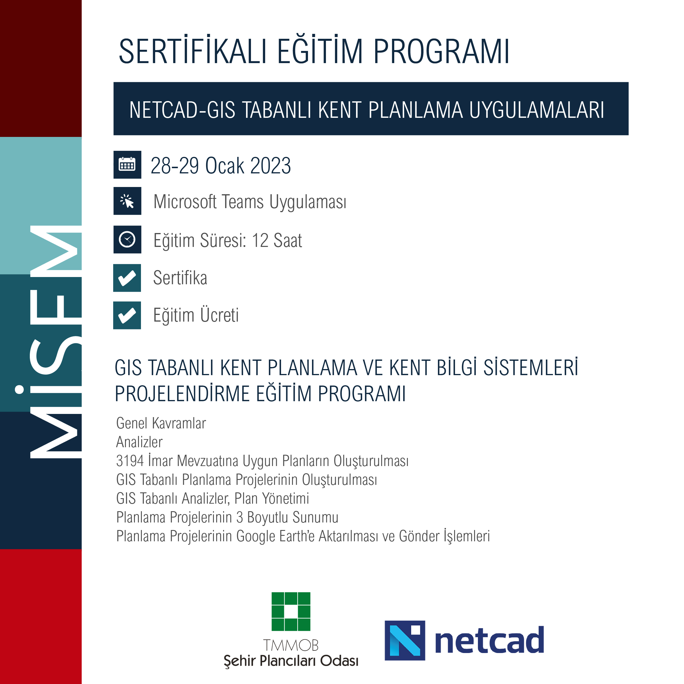 28-29 OCAK 2023 NETCAD EĞİTİMİ