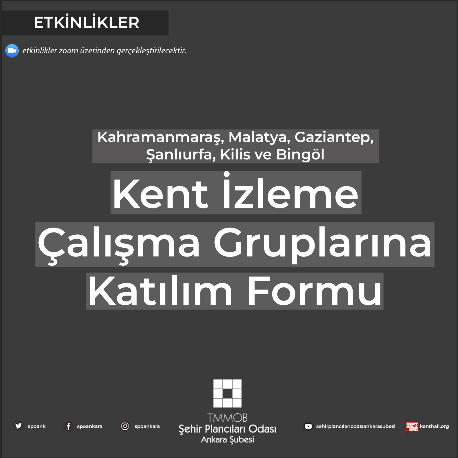 KENT İZLEME ÇALIŞMA GRUPLARI KATILIM DUYURUSU