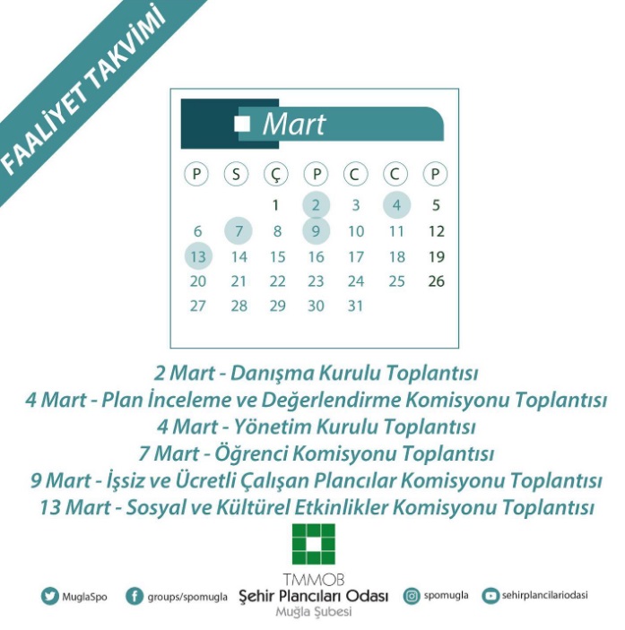 MART AYI FAALİYET TAKVİMİ YAYIMLANDI!
