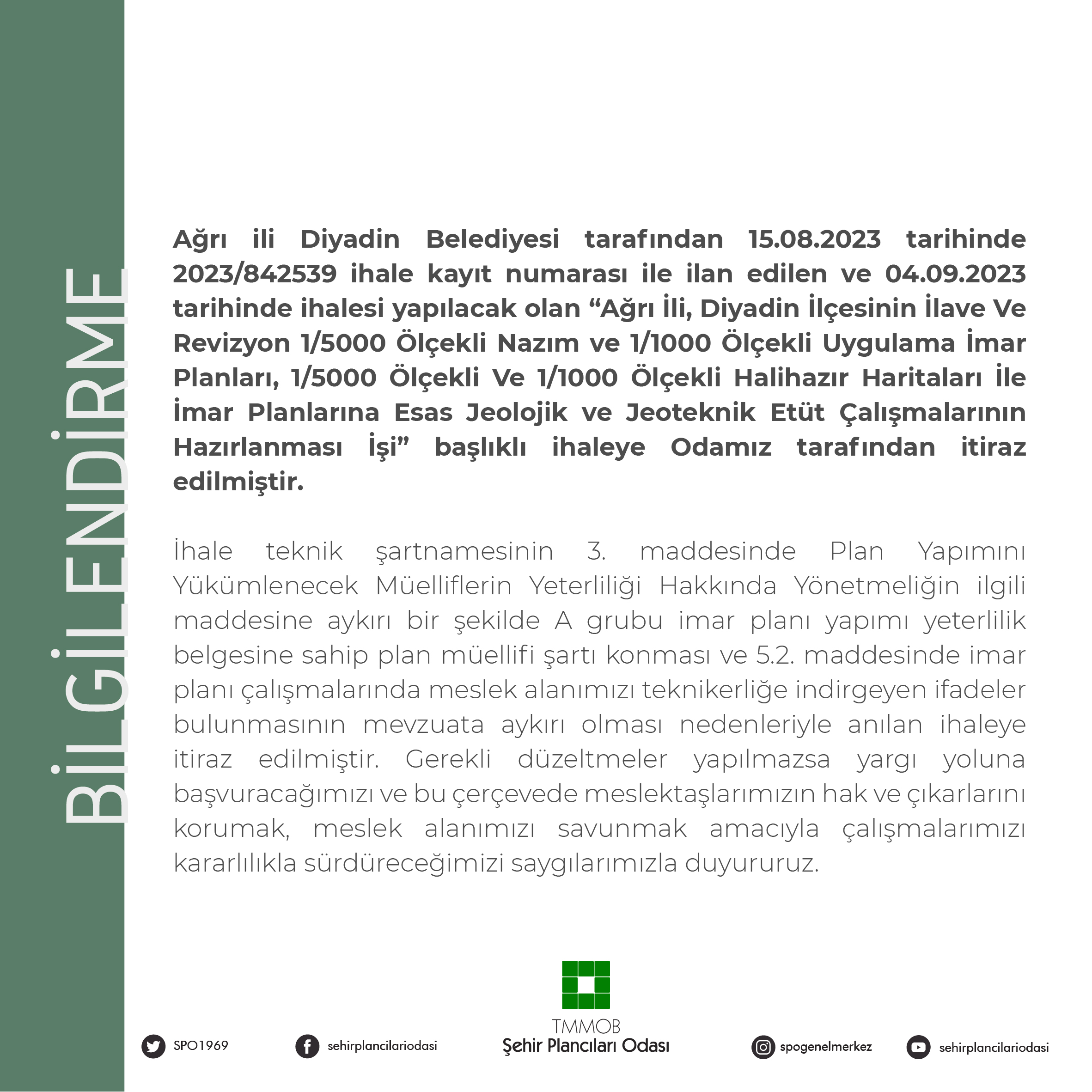 BİLGİLENDİRME: İHALE İTİRAZI