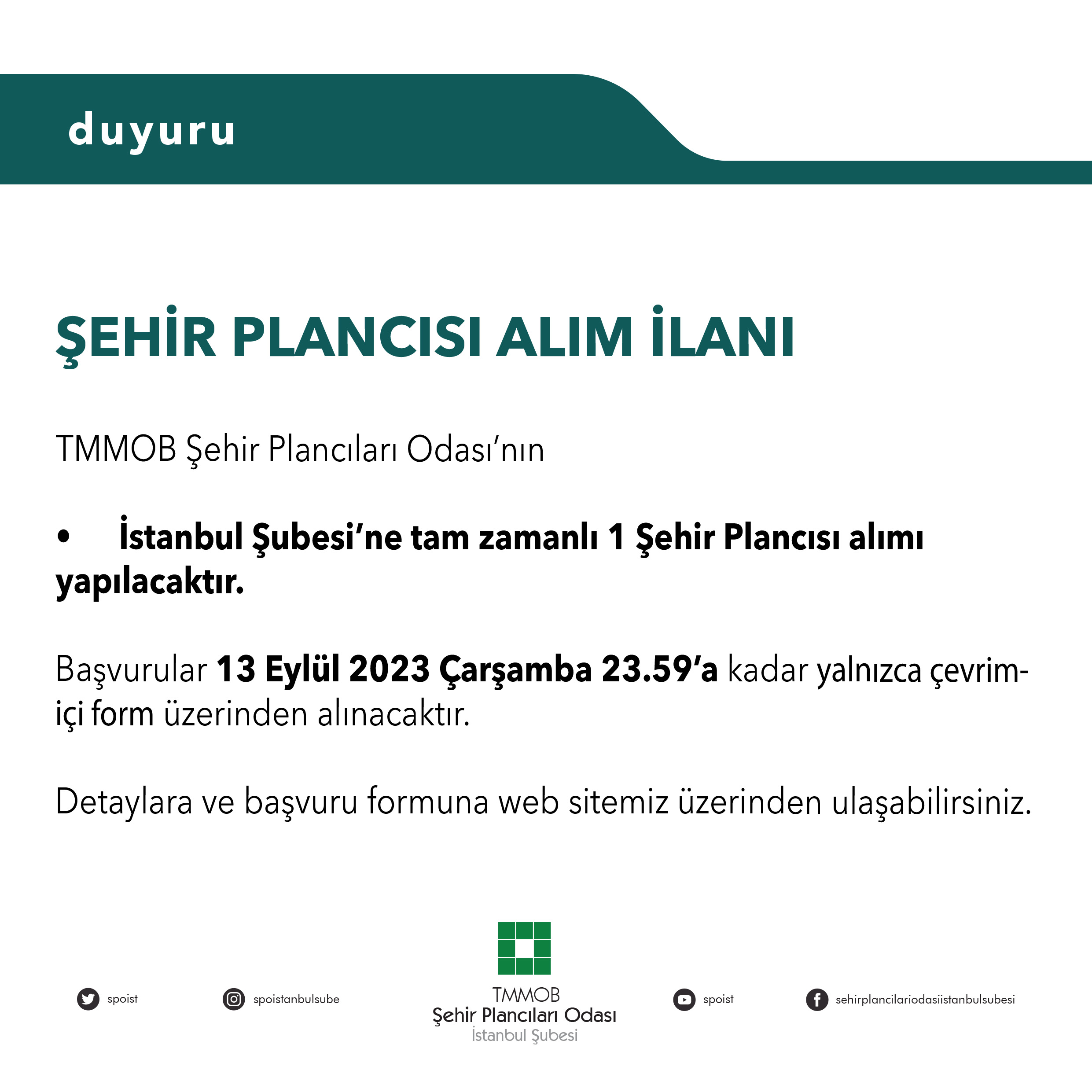 ŞEHİR PLANCISI ALIM İLANI
