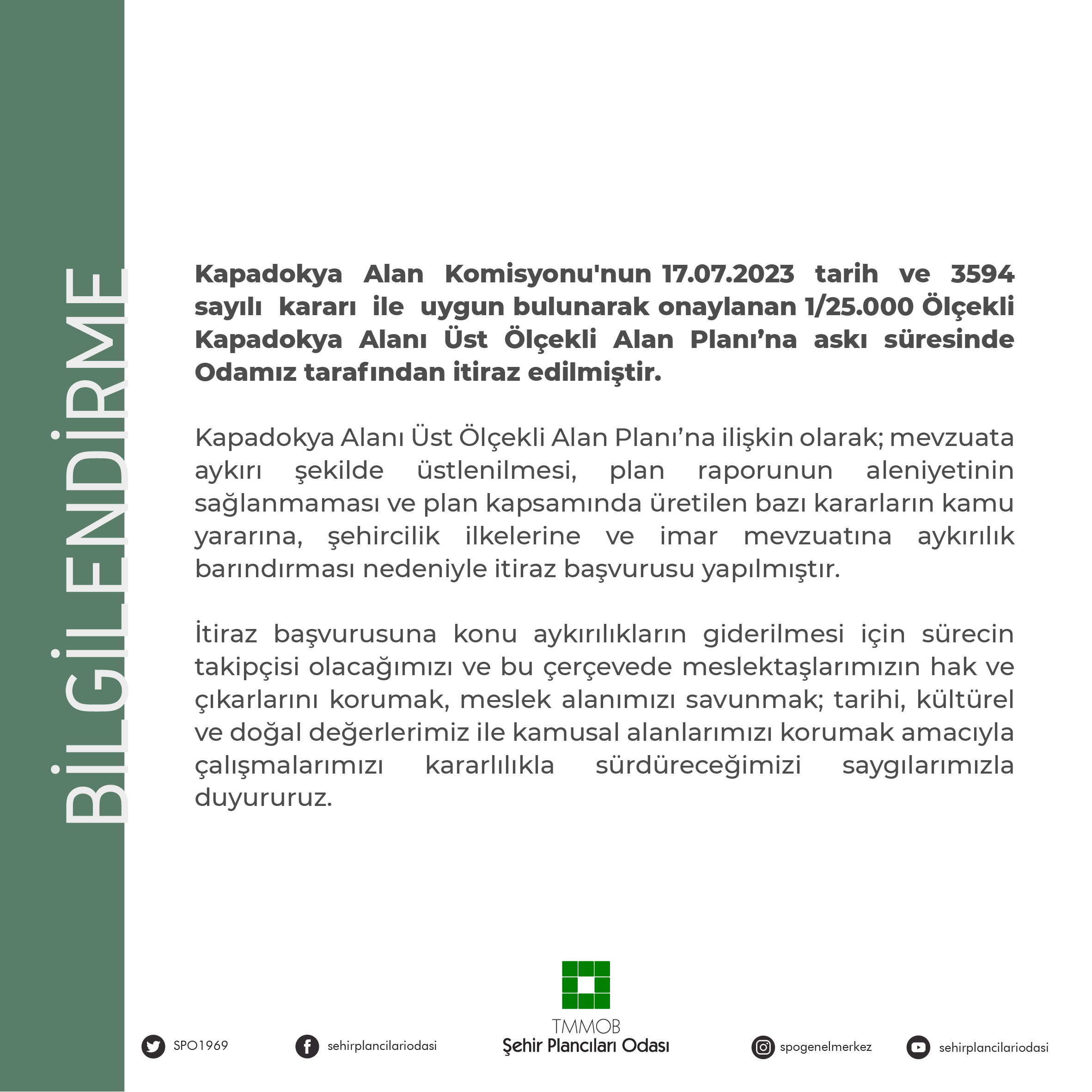 BİLGİLENDİRME: PLAN İTİRAZI