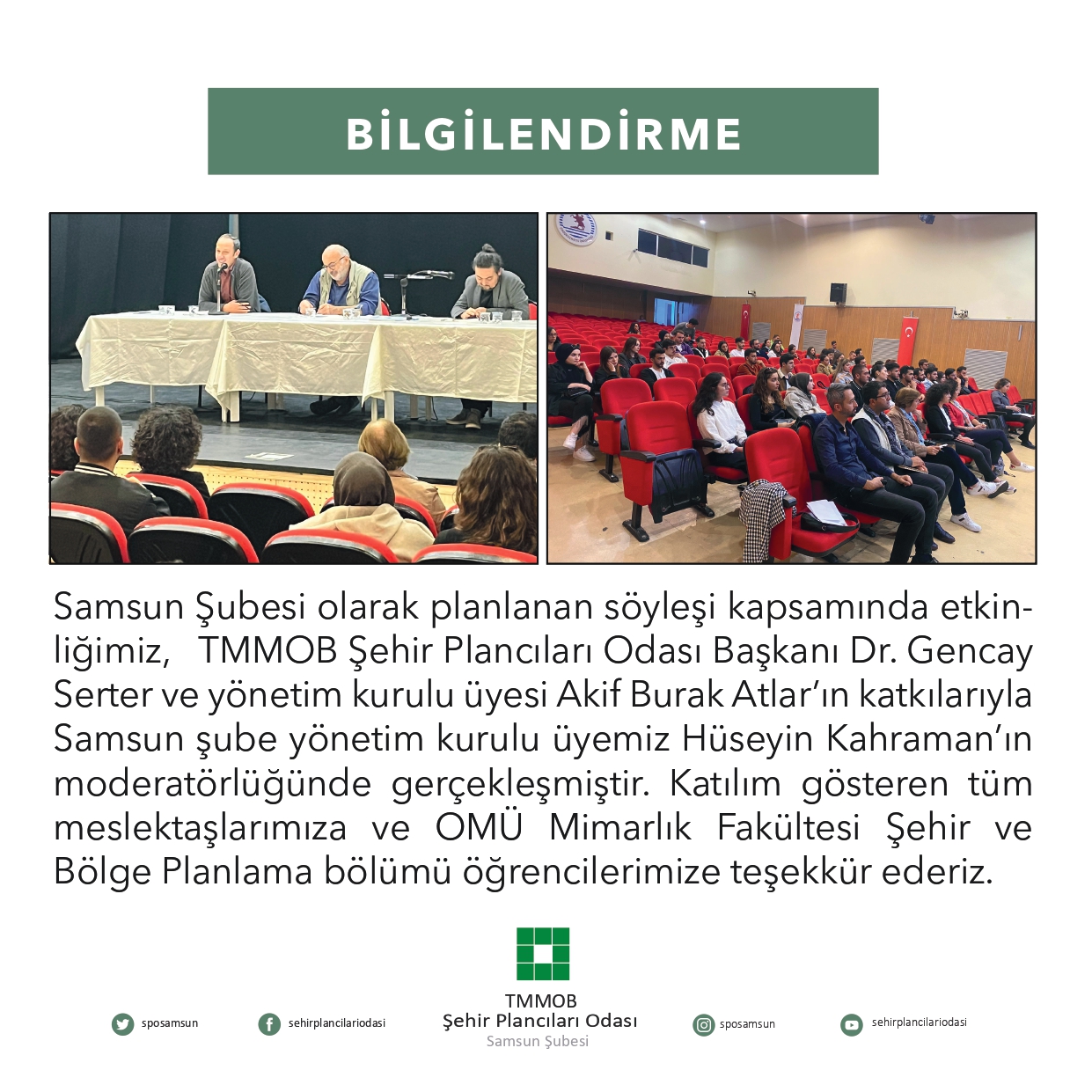 ŞEHİRCİLİK ETKİNLİKLERİ-SÖYLEŞİ PROGRAMI