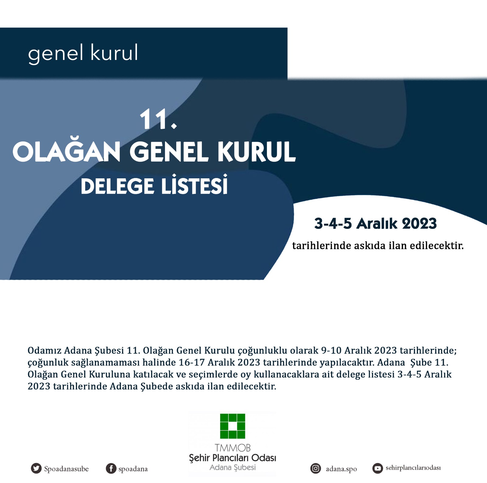 11. OLAĞAN GENEL KURUL DELEGE LİSTELERİ