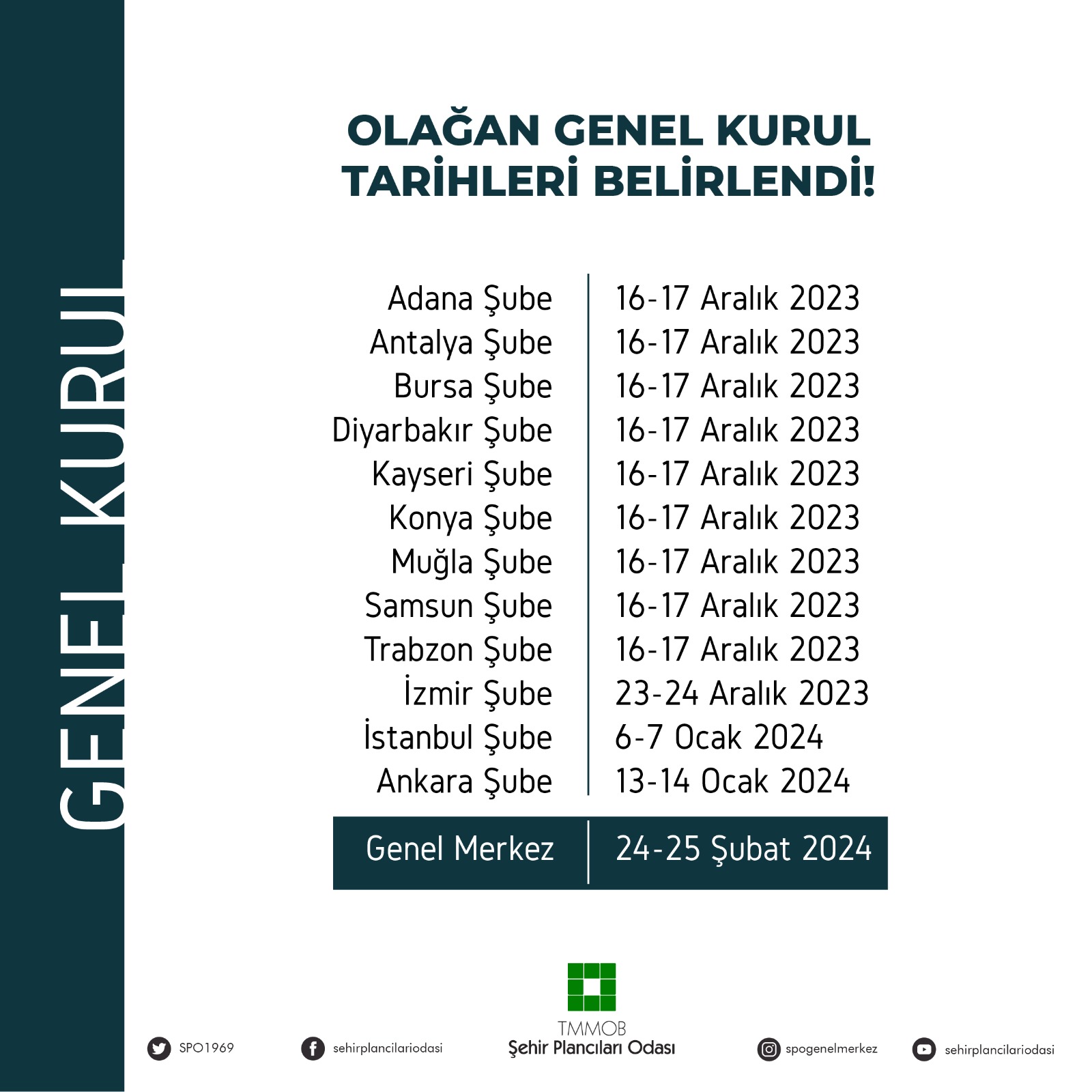 ODAMIZIN 33. OLAĞAN GENEL KURUL TAKVİMİ BELİRLENDI