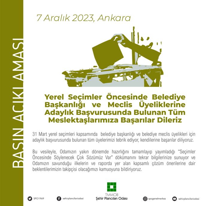  YEREL SEÇİMLER ÖNCESİNDE BELEDİYE BAŞKANLIĞI VE MECLİS ÜYELİKLERİNE ADAYLIK BAŞVURUSUNDA BULUNAN  TÜM MESLEKTAŞLARIMIZA BAŞARILAR DİLERİZ