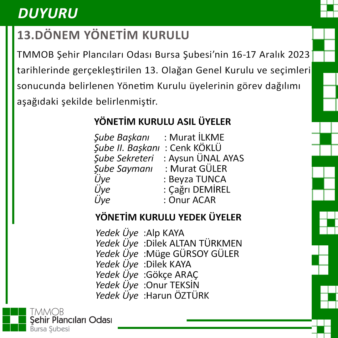 13.DÖNEM YÖNETİM KURULU